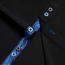 DiBanGu Men's Dress Shirt Long Sleeve Regular Fit Button Down Shirts with Collar Pin Inner Contrast Color Shirt (Black and Blue)