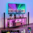 VEVOR 45" TV Stand with Mount for up to 75 in TVs, Entertainment Center with Power Outlet & LED Lights, Height Adjustable TV Console with Mount with 3 Tiers Storage Cabinets for Bedroom, Living Room