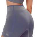 Striped Biker Shorts for Women 4" Seamless Stretchy High-Waisted Ribbed Workout Bottoms No Front for Yoga (Blue, L)