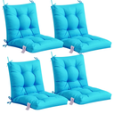 ADLIVWYD Seat & Back Combined Outdoor Chair Cushion, Set of 4, Comfort Tufted Replacement Dining Chair Cushion with Ties for Patio Furniture, 40x20x4 inches (Blue)