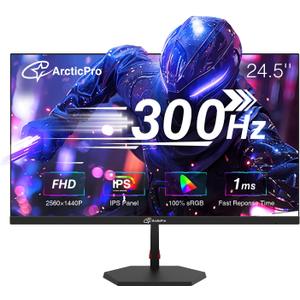 ArcticPro 24.5 inch 300Hz 240Hz Gaming Monitor, FHD 1080p, 1ms, PC Monitor Gaming, IPS, Adaptive sync, PC Monitor, NTSC 85%, sRGB 120%, Ultra Slim, DP x2, HDMI x2, VESA, with DP Cable up to 300Hz