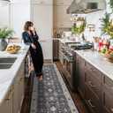 Hallway Washable Runner Rug - 3x10 Kitchen Rugs Entryway Rug Runner Vintage Soft Floor Mat Non Slip Indoor Farmhouse Carpet for Bathroom Living Room Bedroom (3 X 10, Black)