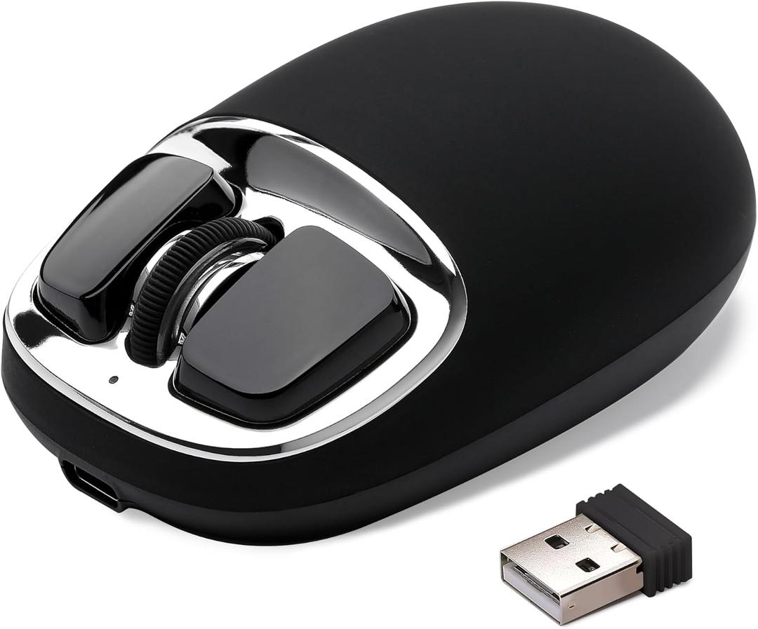 YUNZll C1 Silicone Wireless Mouse, Tri-Mode 2.4G/USB-C/Bluetooth Mouse, 4800 DPl Optical Tracking, 6 Adjustment Levels,Customize Mice for Laptop, Computer, iPad, MacBook (Black Silver)