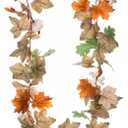 SUQ I OME Fall Maple Leaf with Pumpkin Garlands forHalloween Thanksgiving Day Party Art Decor (6 feet-1 pack)