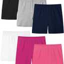 Resinta 6 Pack Girls Bike Shorts Under Dress Dance Cartwheel Shorts for Toddler Kids Summer Clothes Multicolor (11-12 Years, Black,Navy Blue,White,Light Grey,deep Pink,plum)