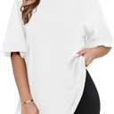 MIHOLL Womens Oversized T Shirts Short Sleeve Crewneck Summer Tops Casual Loose Basic Tees XL