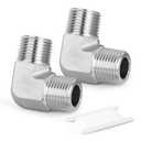 2 x GORAGUCHI 2PCS 304 Stainless Steel 90 Degree Barstock Street Elbow, 1/8 inch NPT Male Fitting to 1/8 inch NPT Male Fitting