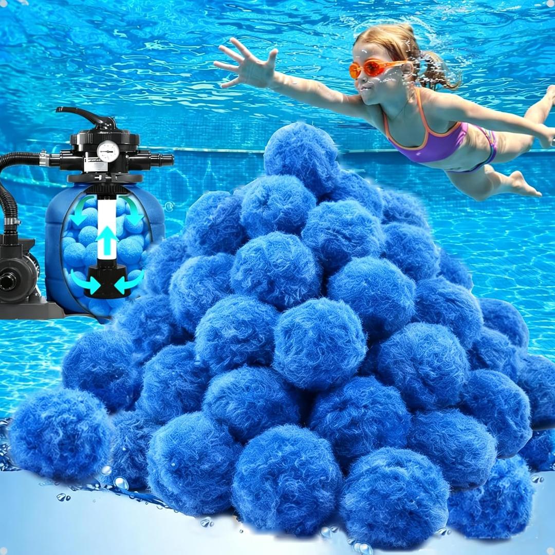 Pool Filter Balls 5.5LB for Sand Filter System, Replace 180 lbs Sand, Heavy Duty Pool Filter Media Balls, Ultra Fine Filtration, Reusable & Washable, for Large Swimming Pools & Pumps