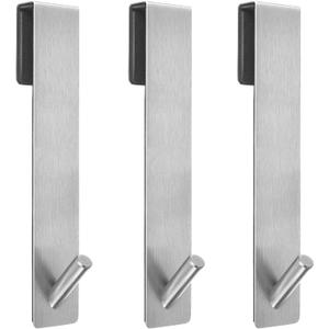 Kontoyo Shower Door Hooks(7.5 Inch),Extended Over Door Hooks for Bathroom Frameless Glass Shower Door,Stainless Steel Towel Hooks,Heavy Duty Rack Hooks for Robe,Towel-3 Pack-Silver
