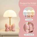 Loscarol Pink Bow Table Lamp, 3-Color Dimmable Mushroom Night Light, 11 inch