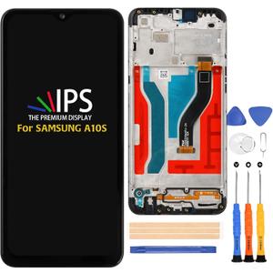 A-MIND for Samsung Galaxy A10s A107 Screen Replacement Touch Digitizer(Black with Frame) SM-A107F SM-A107M LCD Display Full Assembly Repair Kits,with Tools