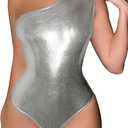 Floerns Women's Metallic Shiny One Shoulder Monokini One Piece Swimsuit (X-Large)