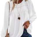 Falechay Womens Fall Tops Crewneck Long Sleeve Shirts Casual Chiffon Blouses Flowy Lace Hem Boho Clothing Trendy 2025 Size 4 XL
