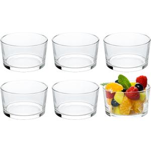 HillSpring Glass Small Bowls, 7.5oz, Set of 6, Clear Mini Bowls for Dips, Sauces, Desserts, Side Dishes, Pudding, Fruit and Charcuterie Boards, Pinch Bowls for Meal Prep