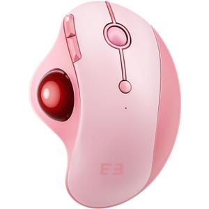 Seenda Wireless Trackball Mouse, Ergonomic Bluetooth Rollerball Mouse Rechargeable, 3 Device Connection Optical Mice Adjustable DPI Thumb Control Mice Compatible for PC/Laptop/Windows/Mac - Pink