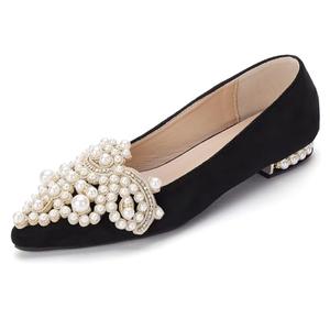 YJJQMYYCPA Flats for Women Bling Rhinestone Pointed Flat Shoes Comfort Slip on Low Heel Wedding Dress Shoes Ballet Flat Shoe Black, 7.5
