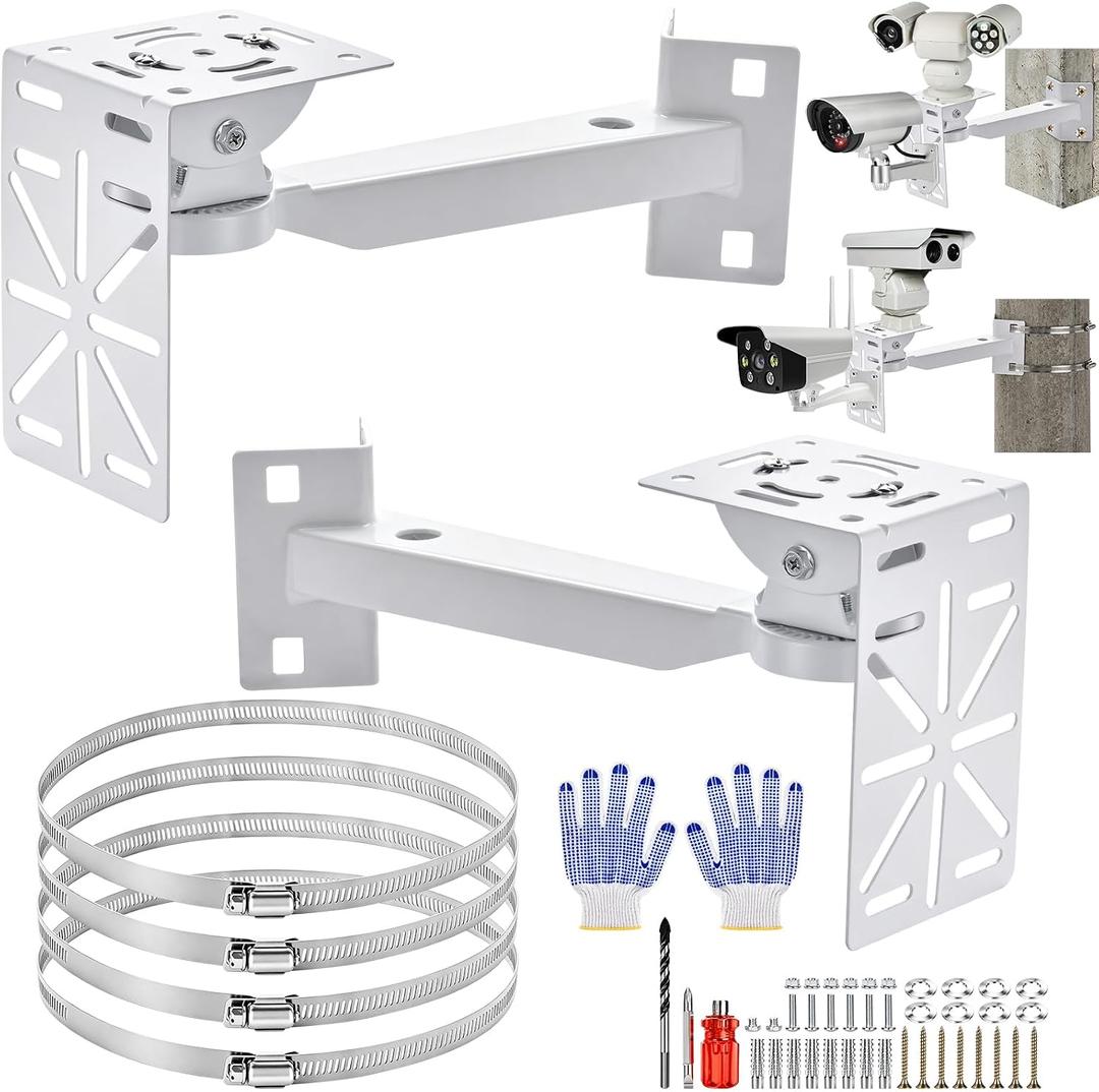 2-piece Security Camera Mount Set L-Shaped hemispherical Camera Bracket, Used for Right Angle wall mounting rods for Safety hemispherical Cameras Suitable for rods ranging from 0.9-5.5 inches