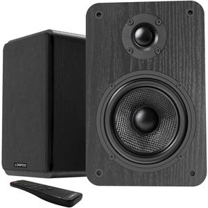 LONPOO Bluetooth Bookshelf Speakers, 60W Powered Speakers with Bluetooth/AUX-in/Optical/RCA (Black)