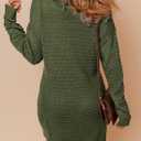 Dokotoo Womens Sweater Dresses 2025 Trendy Casual Crew Neck Long Sleeve Textured Pullover Knit Dress (Green, L)