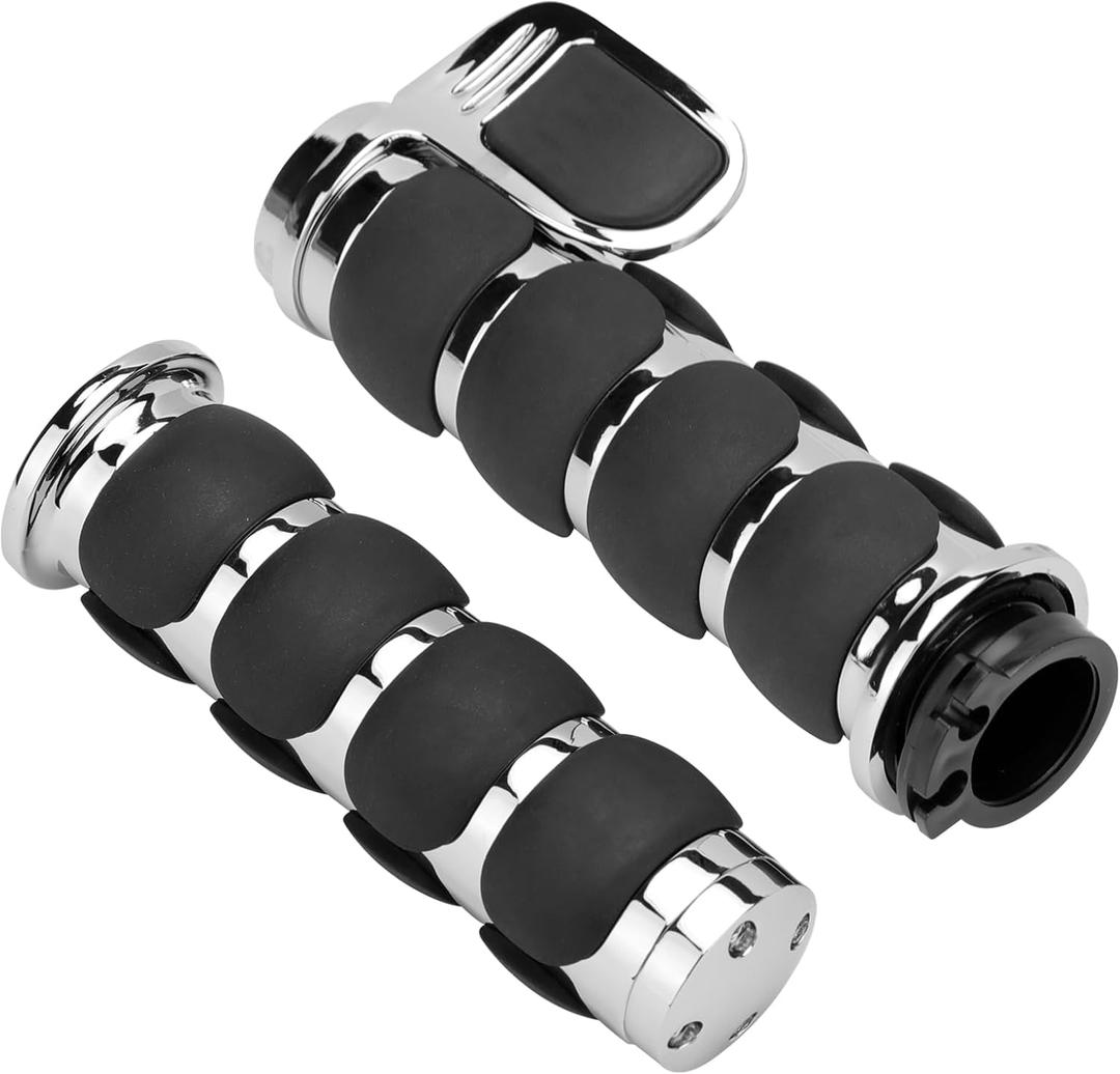 Motorcycle Hand Grips 1 Inch 25MM Handlebar Grip Throttle Non-Slip Universal Compatible with Harley Davidson Dyna Sportster 883 Road King Electra Glide Street Glide
