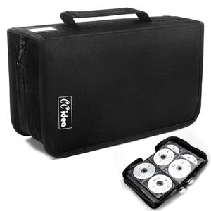 CCidea CD Case DVD Storage Holder, 128 Capacity DVD Cases Organizer CD Plastic Protective Carrying Binder,Portable Cd Wallet for Home Travel (Black)