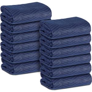 12 Moving Packing Blankets 80 x 72 Inches (35 lb/dz) Heavy Duty Moving Pads for Protecting Furniture Professional Quilted Shipping Furniture Pads (Dark Blue 12PCS)