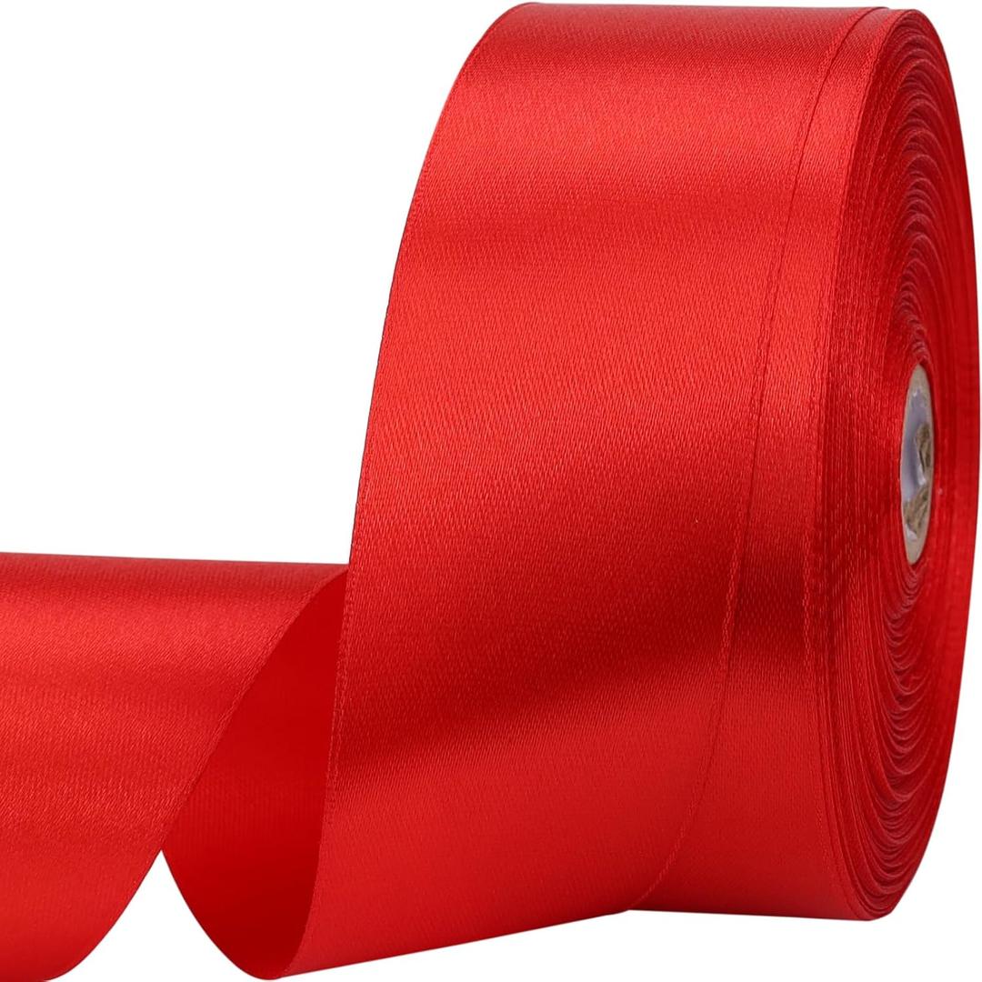 1-1/2 inches 50 Yard Red Satin Ribbon for Gift Wrapping, Wedding, Crafts, Christmas,Easter, Floral, Hair, Invitation Decorations and More