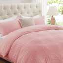 Cozyide Pink Duvet Cover Full Size, 3 Pieces Bedding Duvet Covers, Soft Breathable Seersucker Duvet Cover Set with Zipper Closure and Corner Ties (1 Duvet Cover 80"x90" + 2 Pillow Shams 20"x26")