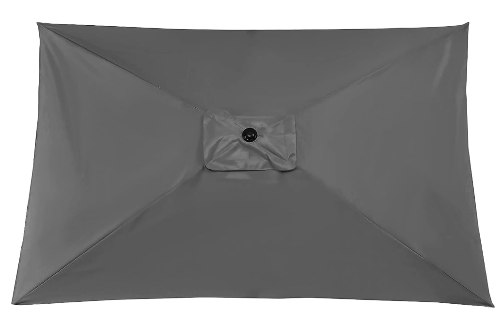 Rectangular Umbrella Canopy Replacement 6 Ribs, Fade Resistant Replacement Umbrella Canopy, Heavy Duty Polyester Fabric Outdoor Shade Canopy Cover for Market Table Cantilever Parasol Top Cover(Grey)