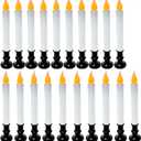 20 Pack 9" Black Base LED Candle Lights with Dusk to Dawn Sensor, Battery Powered Flameless Candles for Indoor Table Party Decor