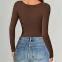 Avidlove Women Long Sleeve Bodysuit Scoop Neck Cutout Thong Body Suits Double Lined Slim Fitted Leotard Going Out Tops XL