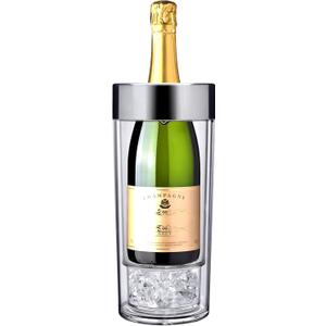 Amazing Abby - VinoChill - Acrylic Double-Wall Wine Chiller with Ice Chamber, Clear Plastic Insulated Champagne Bucket with Enhanced Cooling Bottom, Great for Party, Dinner, and Outdoor Entertaining