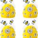 4 Pieces Honey Bee Centerpieces Honeycomb Decorations Yellow Bee Honeycomb Table Centerpieces with Sunflower Stickers for Bee Day Gender Reveal Birthday Party Decoration