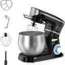 Electric Stand Mixer, Kitchen Mixer 6.5-Quart Tilt-Head, 6 Speeds with Dough Hook, Whisk, Beater, and Splash Guard, Stainless Steel Bowl for BakingPerfect for Baking Bread, Cookies, Cakes