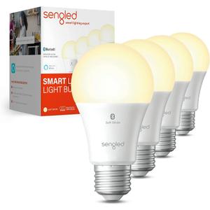 Sengled Alexa Light Bulb, S1 Auto Pairing with Alexa Devices, Warm Light Bulbs, Smart Light Bulbs that Work with Alexa, Bluetooth Mesh Smart Home Lighting, E26 60W Equivalent, 800LM, 4-Pack (Soft White (2700k))