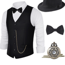 BABEYOND 1920s Mens Costume, Gatsby Gangster Costume Accessories Set For Men Vintage Vest Bowtie Pocket Watch Armbands