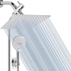 NearMoon Shower Head with Hose, High Pressure Stainless Steel Rain Shower and 3 Settings Handheld Spray Combo with Push Button Flow Control (12 Inch, Chrome Finish)