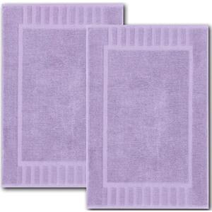 White Classic Luxury Bath Mat Floor Towel Set - Absorbent Cotton Hotel Spa Shower/Bathtub Mats [Not a Bathroom Rug] 22"x34" | 2 Pack | Lavender