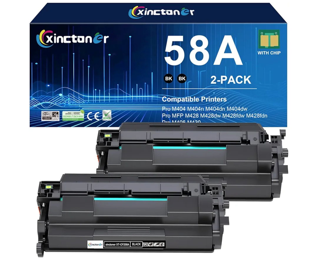 58A CF258A Toner Cartridge Black (with Chip) Compatible Replacement for HP 58A CF258A 58X CF258X Toner Use for LaserJet Pro MFP M428fdw M404dn M404n M404dw M428fdn M430f M406dn Printer (2 Pack)