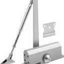 Onarway Automatic Door Closer Size-3: Hydraulic Slam-Free Soft Close, Adjustable Closing Speed, Quiet & Safe for Residential Home, Light Commercial & Office (95128 lbs), Silver, Easy Install