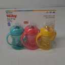 Nuby 3 Pack Two Handle No Spill Toddler Sippy Cups - Toddler Cups Spill Proof with Easy and Firm Grip - Aqua, Yellow, Coral