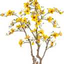 Faux Magnolia Tree 6.8 ft - with 57 Pcs Yellow Artificial Flowers - Tall Artificial Plants Indoor, Large Fake Plant Perfect Potted Magnolia Flower Decor for Living Room, Stairs, Shop, Study Room