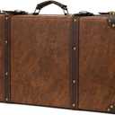 feilario Vintage Leather Storage Trunk Small Portable Decorative Luggage Suitcase Movie Prop Luggage- 2 Size Option, Brown (Brown, S)