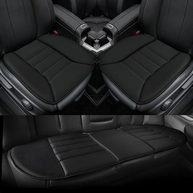 kingphenix 3-Piece Car Seat Cushion Set, 1.2inch Memory Foam Comfort, 2 Front Automotive Seat Cushions + Rear Bench Cushion, Non-Slip Bottom, Fits Sedan SUV Truck Van, Car & Office Chair, Black