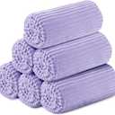 Buryeah 6 Pcs Flannel Throw Blanket Bulk 50 x 60 in Sleepover Blankets Outdoor Wedding Throw Lightweight, Oeko-TEX Standard 100 Certified for Sofa Donation Homeless Gifts (Light Purple)