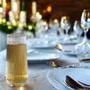 Oojami 48 Pack Ribbed Origami Ripple Plastic Glasses, 24 Stemless 9oz Champagne Flutes & 24 12oz Cups - Reusable BPA-Free Shatterproof Disposable Drinkware for Wedding Party Bar (Clear)