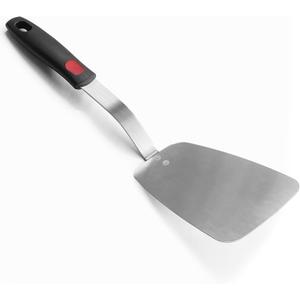 Stainless Steel Flexible Spatula Solid Turner, XiaoZu Thin Metal Spatula for Cast Iron Skillet, Thin Blade and Heat Resistant Silicone Handle, Great for Egg, Cookie, Meat, Crep, Large