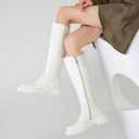 Women's Knee High Boots Fashion Platform Lug Sole Tall Riding Boots Comfortable Stretch Calf Dress Long Boots (7.5)