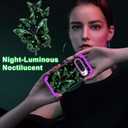 LONTECT for Google Pixel 9/9 Pro Case, Floral Shockproof Rugged Heavy Duty 3 in 1 Hybrid Sturdy High Impact Protective Cover,Glow in The Dark Amaranth