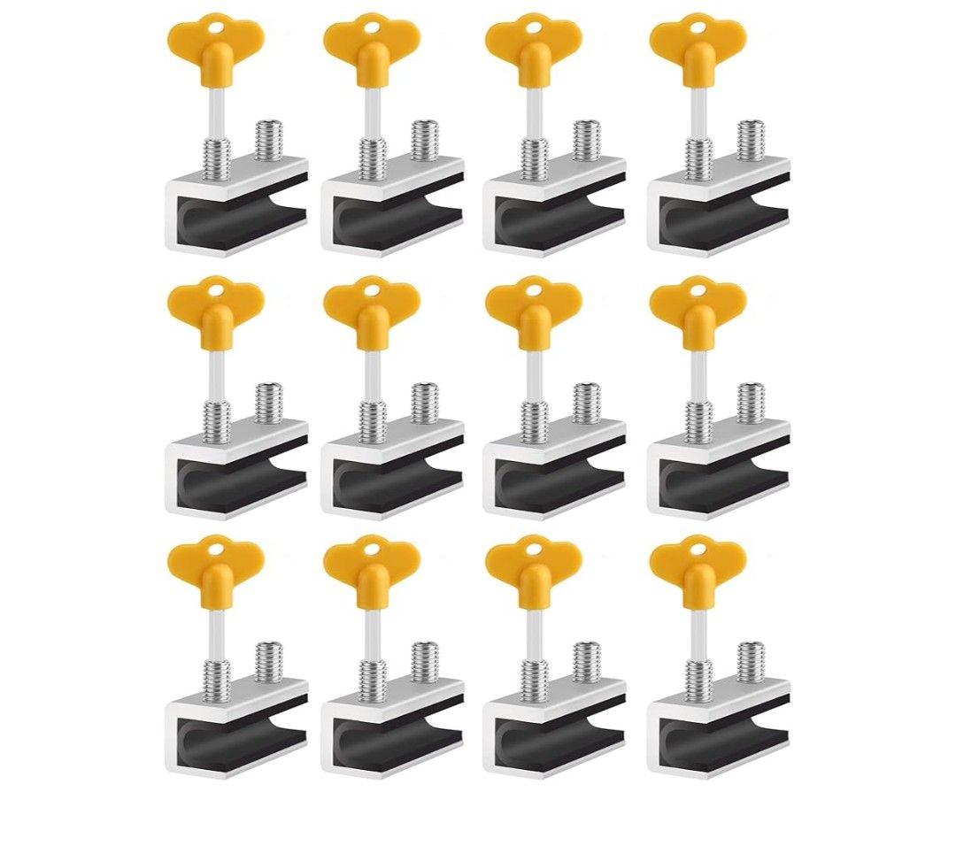 Window Locks,12 Sets Sliding Security Window Lock with Key for Vertical & Horizontal Sliding Windows & Sliding Doors, Adjustable Window Locks Security Window Stoppers for Patio Bedroom Home and Office